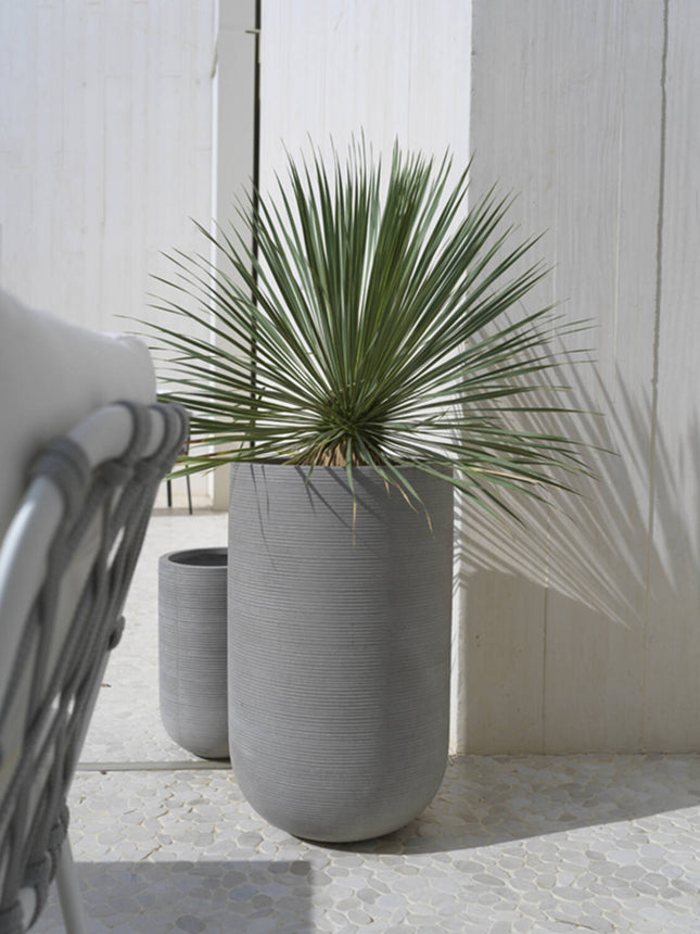 Pottery Pots Cody high M, Dark Grey Ø30 cm (horizontaal geribbeld)