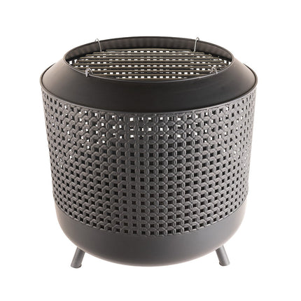 Midland vuurkorf met barbecuegrill zwart