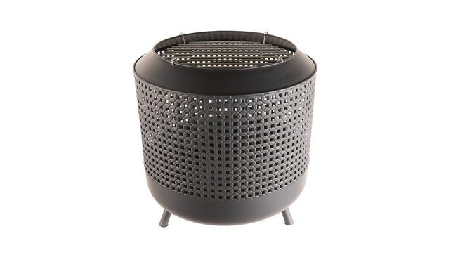 Midland vuurkorf met barbecuegrill zwart