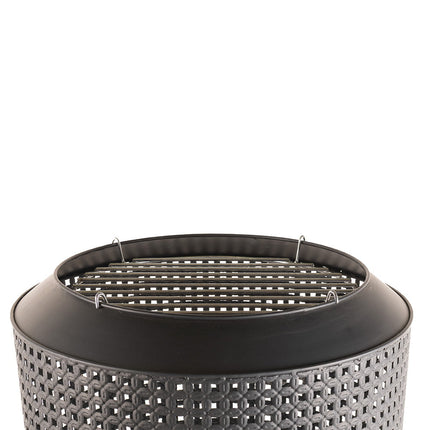 Midland vuurkorf met barbecuegrill zwart