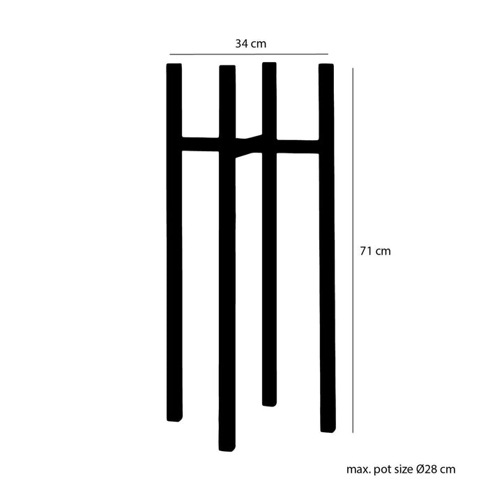 Plantenstandaard XL - L34 x B34 x H71 cm - Metaal - Zwart