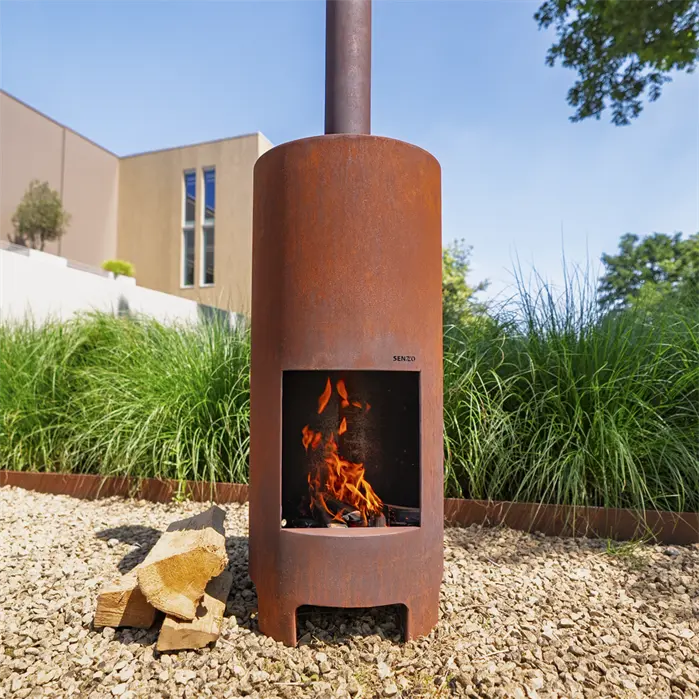 Tuinhaard Cortenstaal Rond 40 x 90 cm - Buitenhaard | Buitenkachel