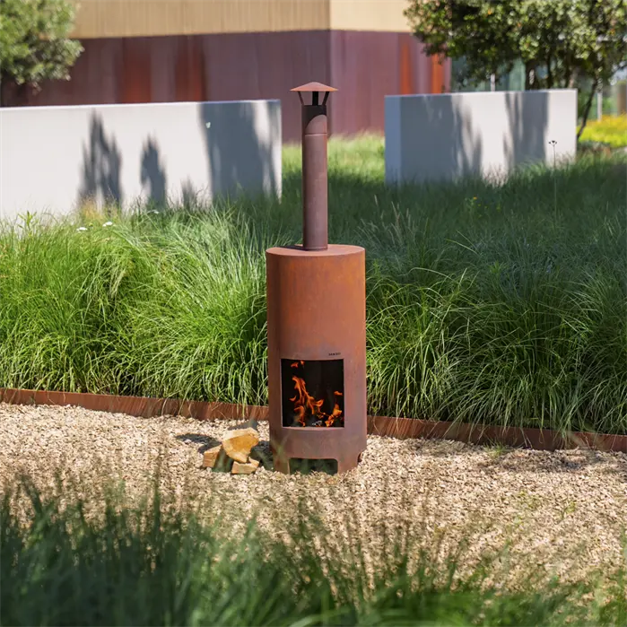 Tuinhaard Cortenstaal Rond 40 x 90 cm - Buitenhaard | Buitenkachel