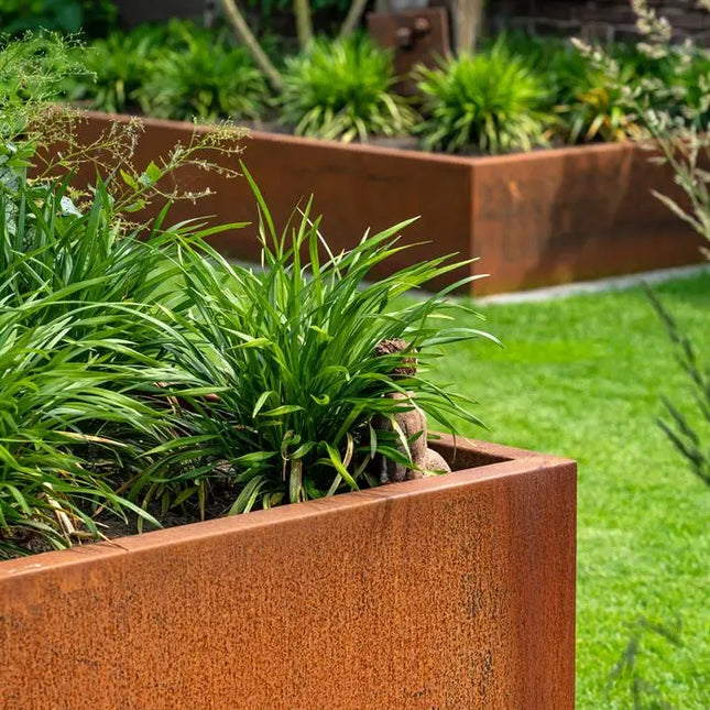 Jardinière en acier Corten 140 x 140 x 80 cm - Sans fond