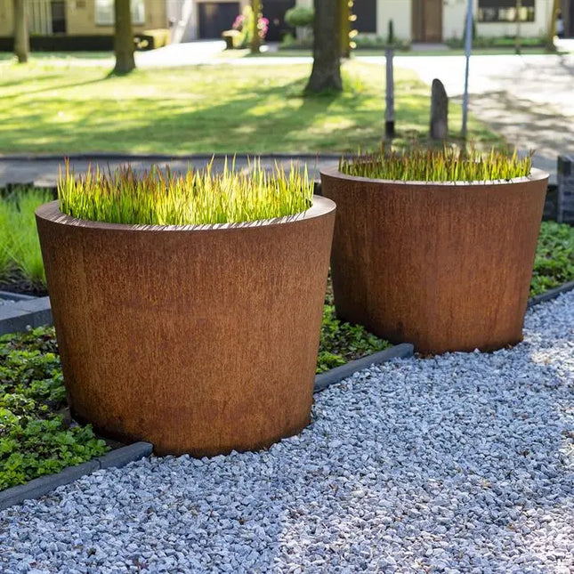 Jardinera redondo de acero Corten de 80 x 100 cm