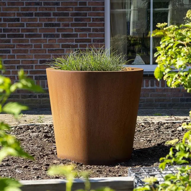 Jardinera redondo de acero Corten de 80 x 60 cm