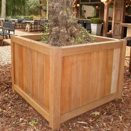 Jardinera de madera dura con patas, 100 x 100 x 60 cm