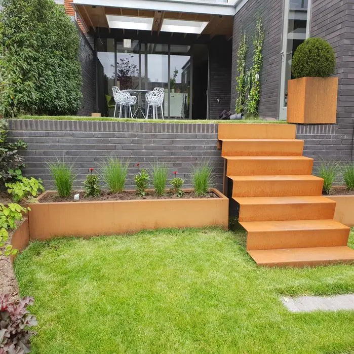 Cortenstaal Trap 100 x 360 x 255 cm Traptreden | Tuintrap