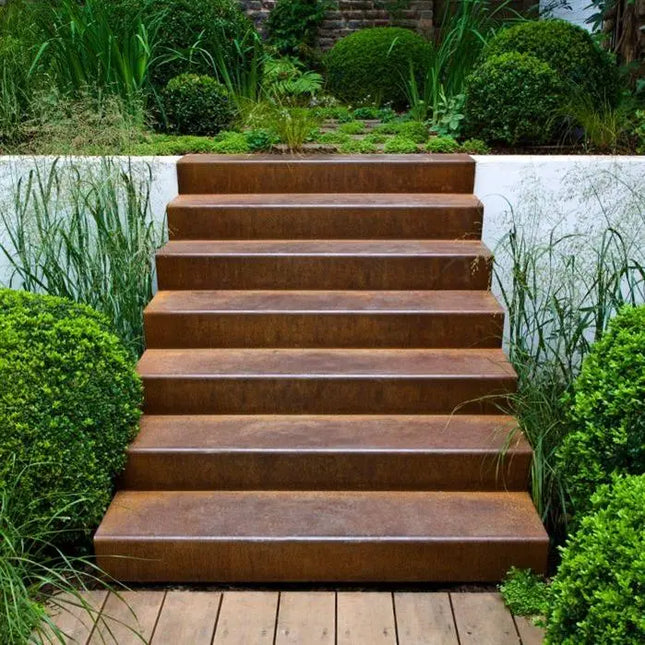 Scala in acciaio Corten 80 x 72 x 51 cm | Scala da giardino