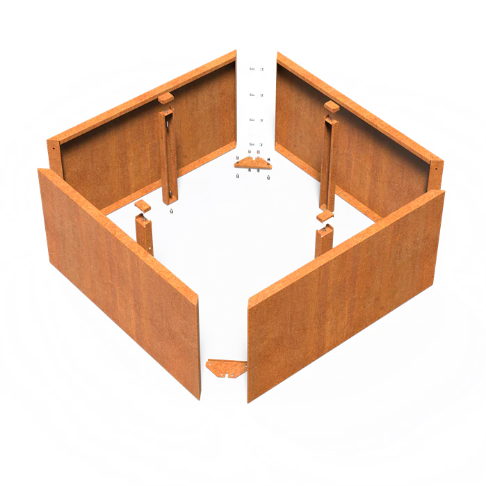 Corten Steel Planter 100x100x80 cm - Without Bottom