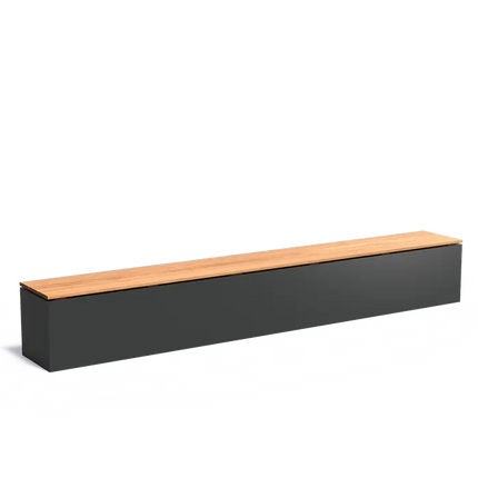 Banco de jardín de aluminio con base y asiento de 300 x 40 x 43 cm.
