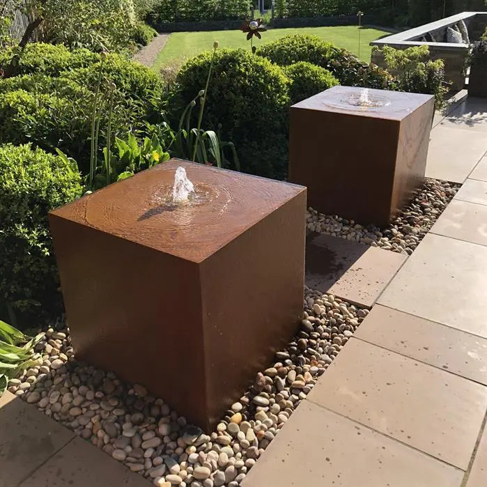 Cortenstaal Waterblok 70 x 70 x 70 cm - Blok