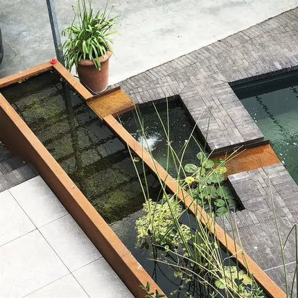 Corten ståldam 400 x 100 x 40 cm dambassin