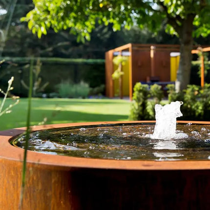 Runder Wassertisch aus Cortenstahl, 100 x 75 cm, Brunnen