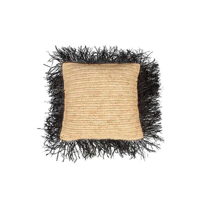 De Raffia vierkante kussenhoes - naturel/zwart - 40x40