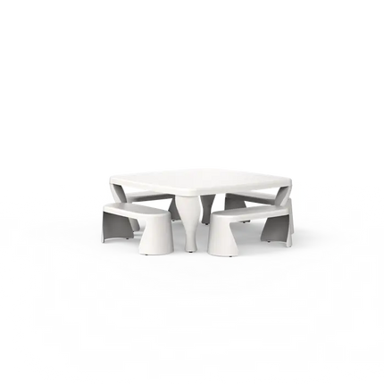Garden Table | White Square Outdoor Table - 180 x 180 x 77 cm - Polyester