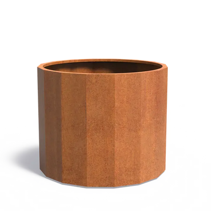 Jardinière ronde en acier Corten 120 x 100 cm - 16 angles