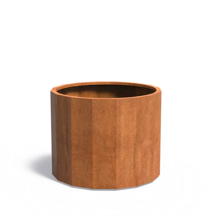 Jardinière ronde en acier Corten 100 x 80 cm - 16 angles