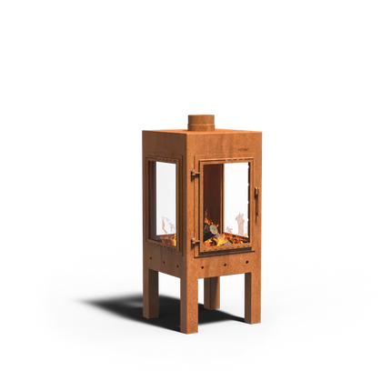 Cheminée de jardin en acier Corten 50 x 50 x 110 cm | Poêle d'extérieur