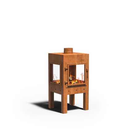 Cheminée de jardin en acier Corten 50 x 50 x 95 cm | Poêle d'extérieur