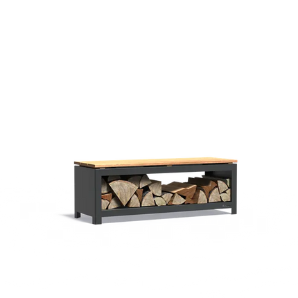 Banc de jardin en acier 120 x 40 x 42,4 cm - Rangement pour bois | Rangement pour bois de chauffage