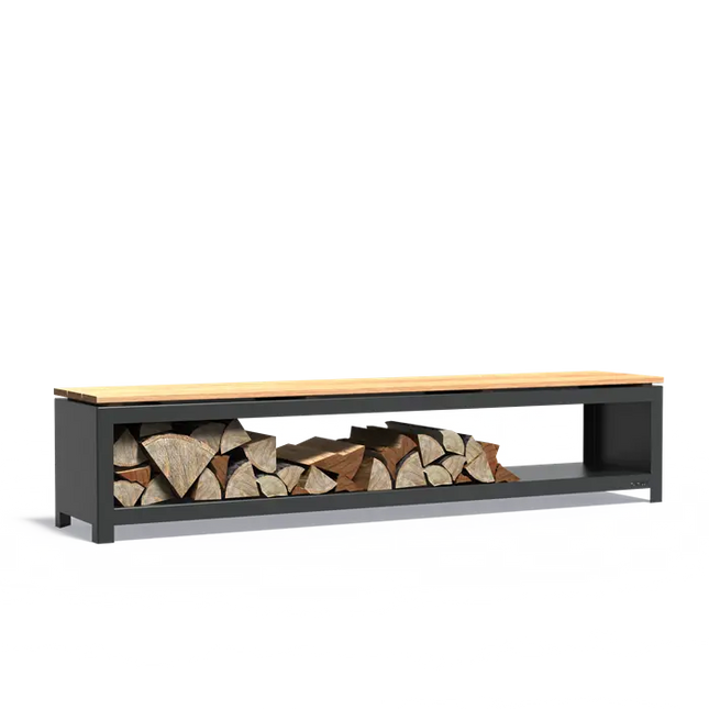 Gartenbank aus Stahl, 200 x 40 x 42,4 cm – Holzaufbewahrung | Brennholzaufbewahrung