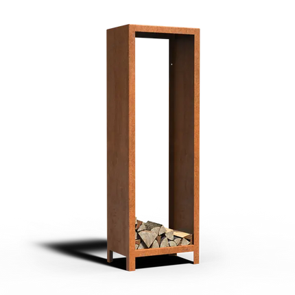 Coffre de rangement en acier Corten pour bois 60 x 40 x 180 cm
