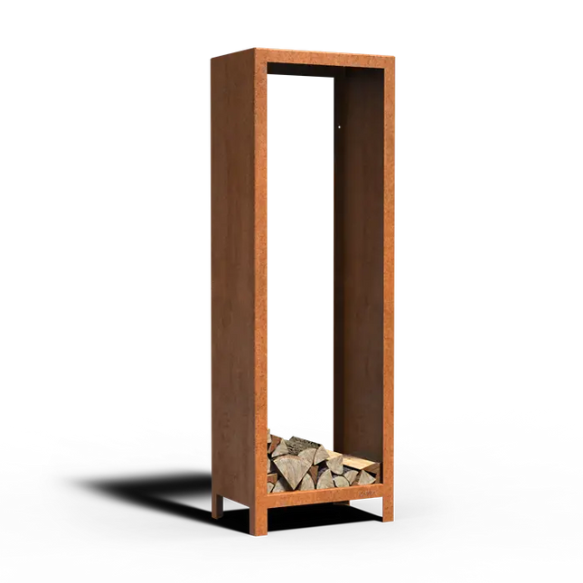 Mobile contenitore in acciaio Corten per legna, 60 x 40 x 180 cm
