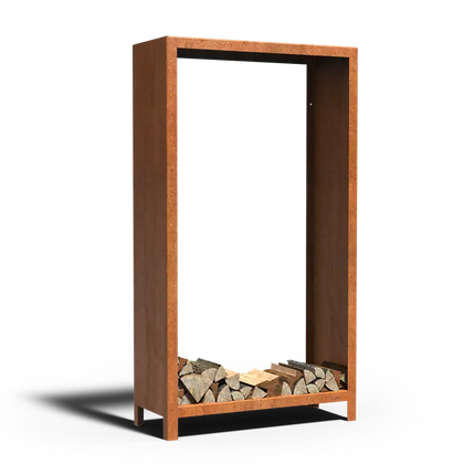 Coffre de rangement en acier Corten pour bois 100 x 40 x 180 cm