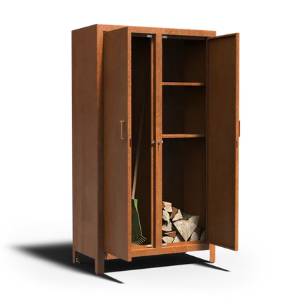Abri à bois en acier Corten - 100 x 50 x 180