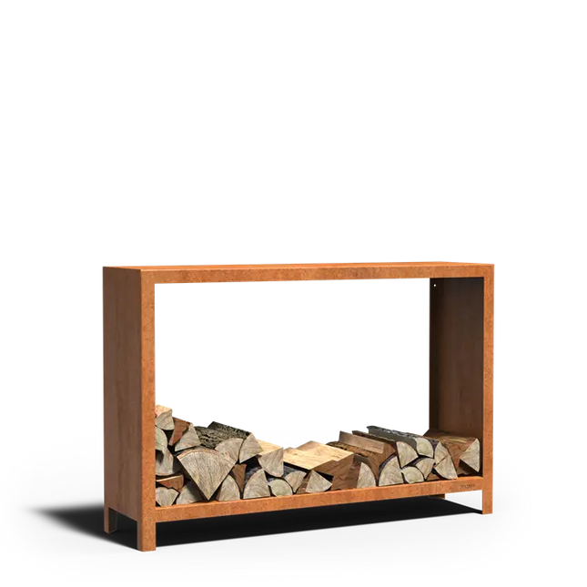 Contenitore per legna in acciaio Corten 150 x 40 x 100 cm