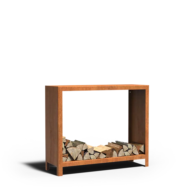 Contenitore in acciaio Corten per legna, 120 x 40 x 100 cm