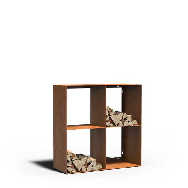 Contenitore in acciaio Corten per legna, 100 x 40 x 100 cm