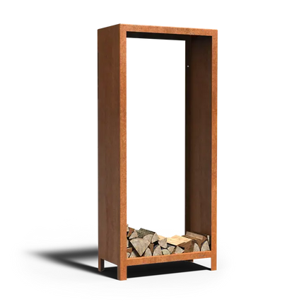 Coffre de rangement en acier Corten pour bois 80 x 40 x 180 cm