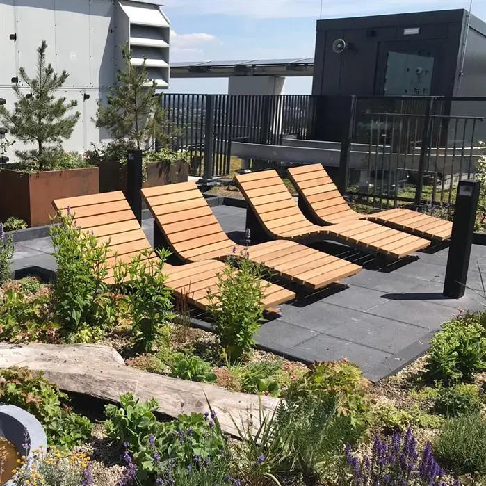 Loungestoel Tuin Gecoat Staal 185x75x100 cm - Garapa Hardhout