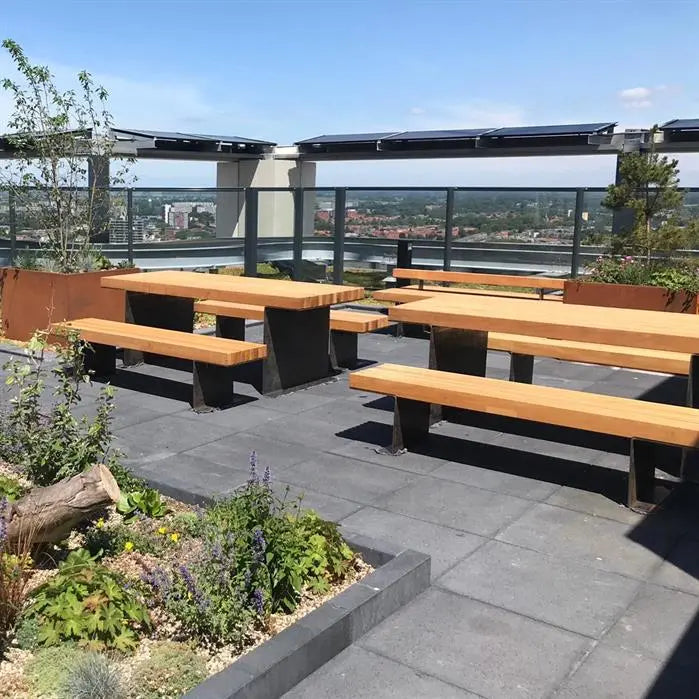 Tuinbank Gecoat Staal 230x55x60 cm - Garapa Hardhout