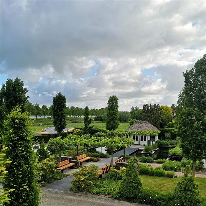 Tuinbank Gecoat Staal met Rugleuning 230x67x102.3 cm - Garapa Hardhout