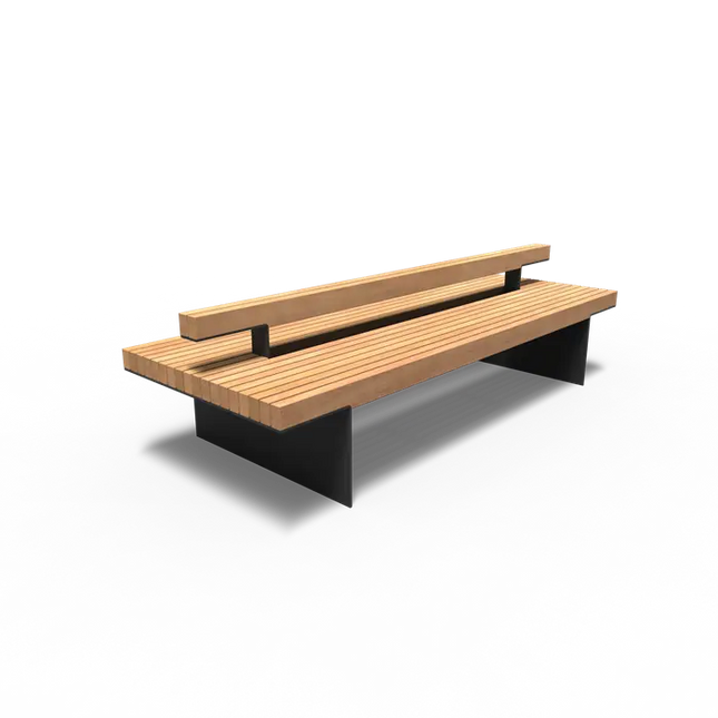 Straatmeubilair - Gecoat Staal Bank 2300 x 890 x 800 mm - Parkmeubilair - Garapa Hardhout