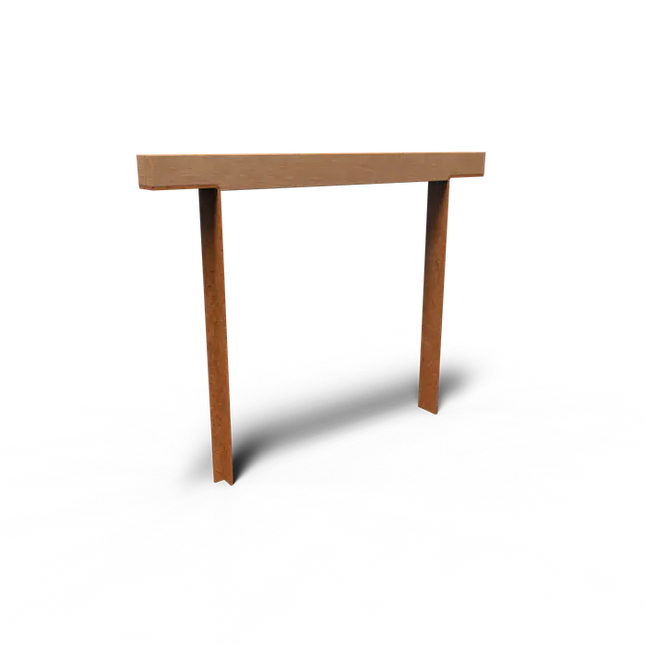 Corten stål cykellinebeslag 1200 x 150 x 1084 mm - Cykelklammer - Hårdttræ