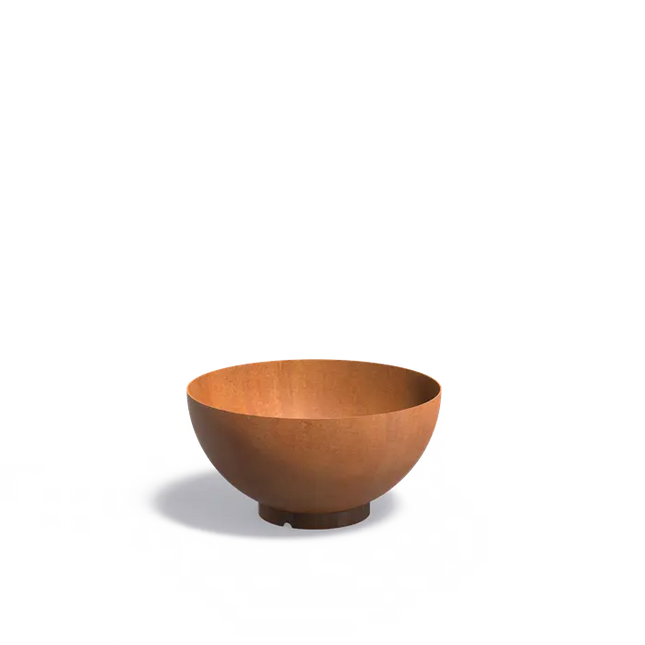 Jardinera redondo de acero Corten de 100 x 51 cm con base.