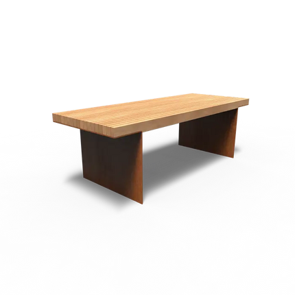 Corten Steel Table 230 x 89 x 90 cm - Garapa Hardwood - Garden Table