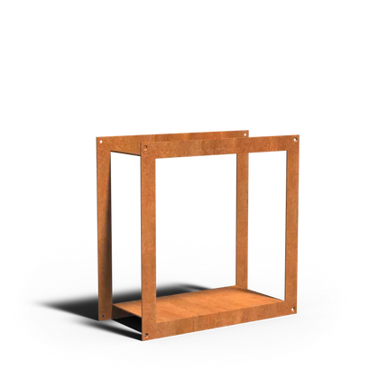 Coffret de rangement en acier Corten pour bois 55 x 25 x 55 cm