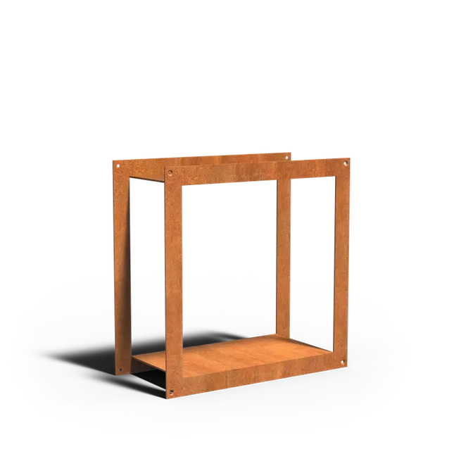 Contenitore in acciaio Corten per legna, 55 x 25 x 55 cm
