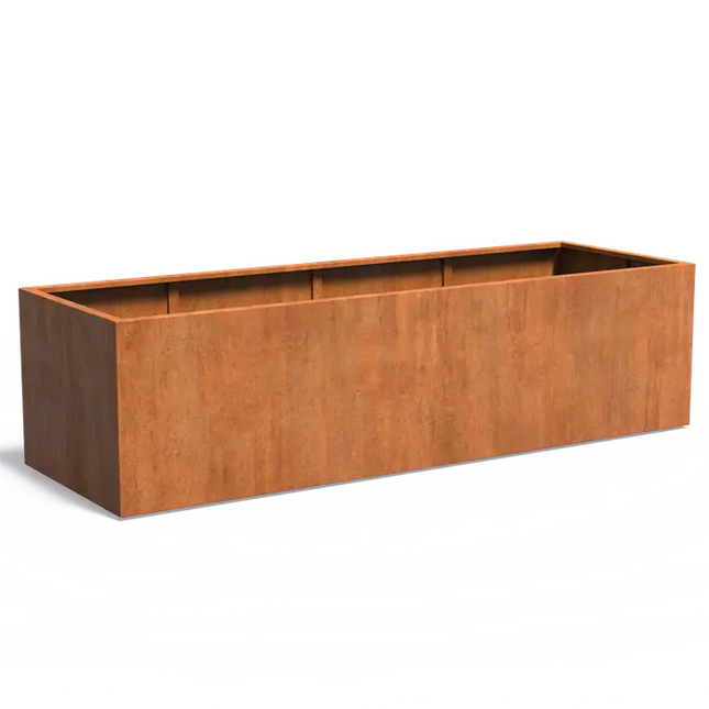 Jardinière en acier Corten 300 x 100 x 80 cm - Sans fond
