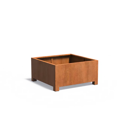 Jardinera de acero Corten con patas, 120 x 120 x 60 cm