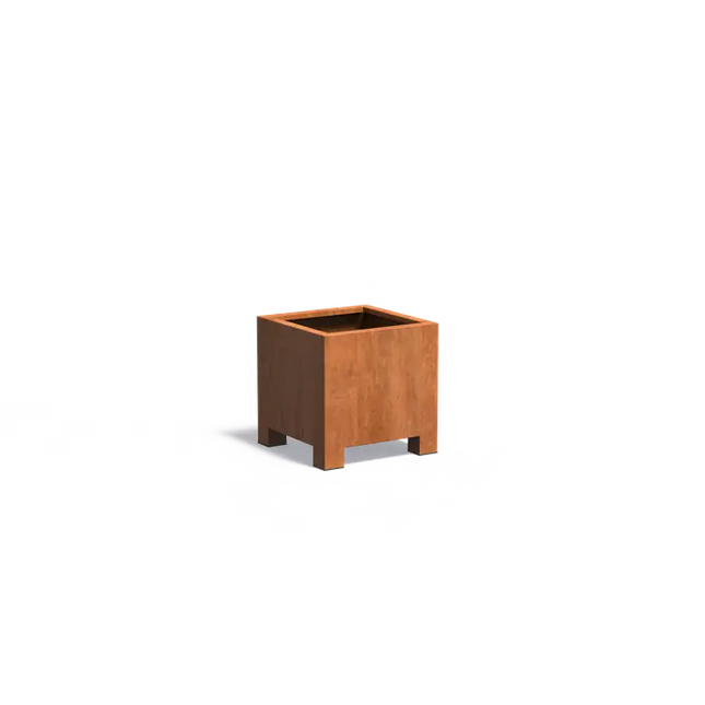 Jardinera de acero Corten con patas, 70 x 70 x 70 cm