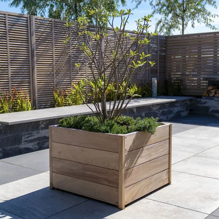 Jardinera de madera dura de 100 x 100 x 43,5 cm