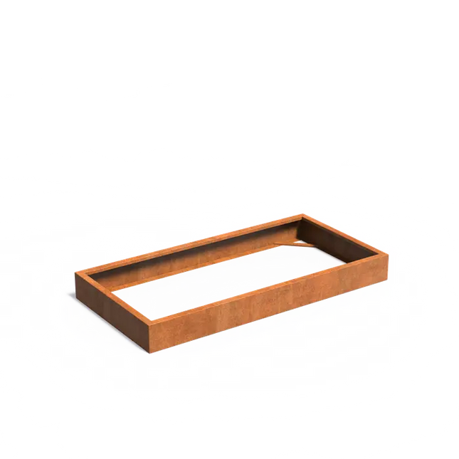 Jardinière en acier Corten 200 x 100 x 20 cm - Sans fond