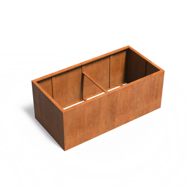 Jardinière en acier Corten 200 x 100 x 80 cm - Sans fond