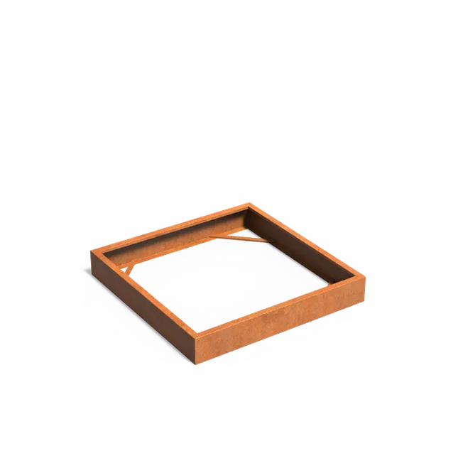 Jardinière en acier Corten 140 x 140 x 20 cm - Sans fond
